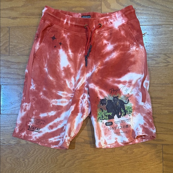 PRPS Other - PRPS Sz M Burnt Red Tie-Dye Panther Graphic Shorts